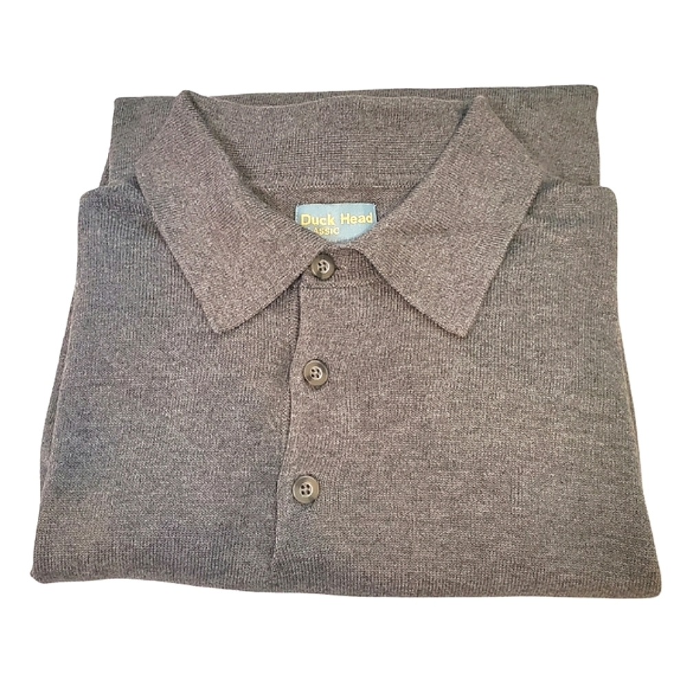 DUCK HEAD | Men's Classic light-gray 1/4 button-up light-weight sweater. Size L